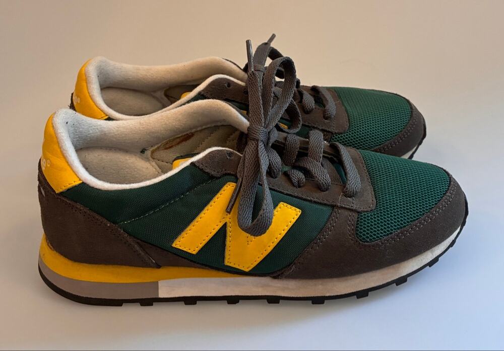 New Balance U430 Kids 5.5 Green Yellow Gray Retro Sneakers U430SGY